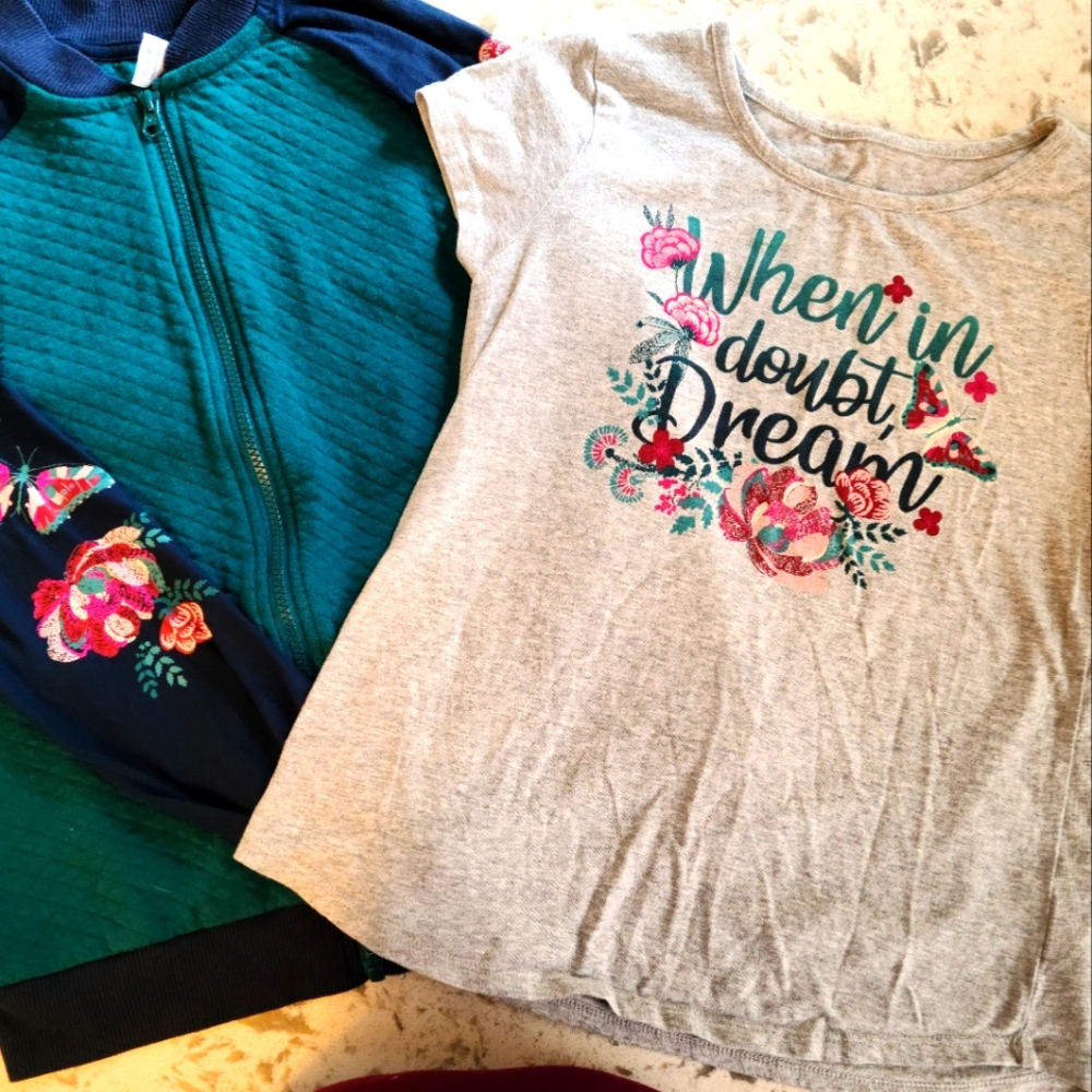 Girls Teal & Grey Jacket & Tee Set